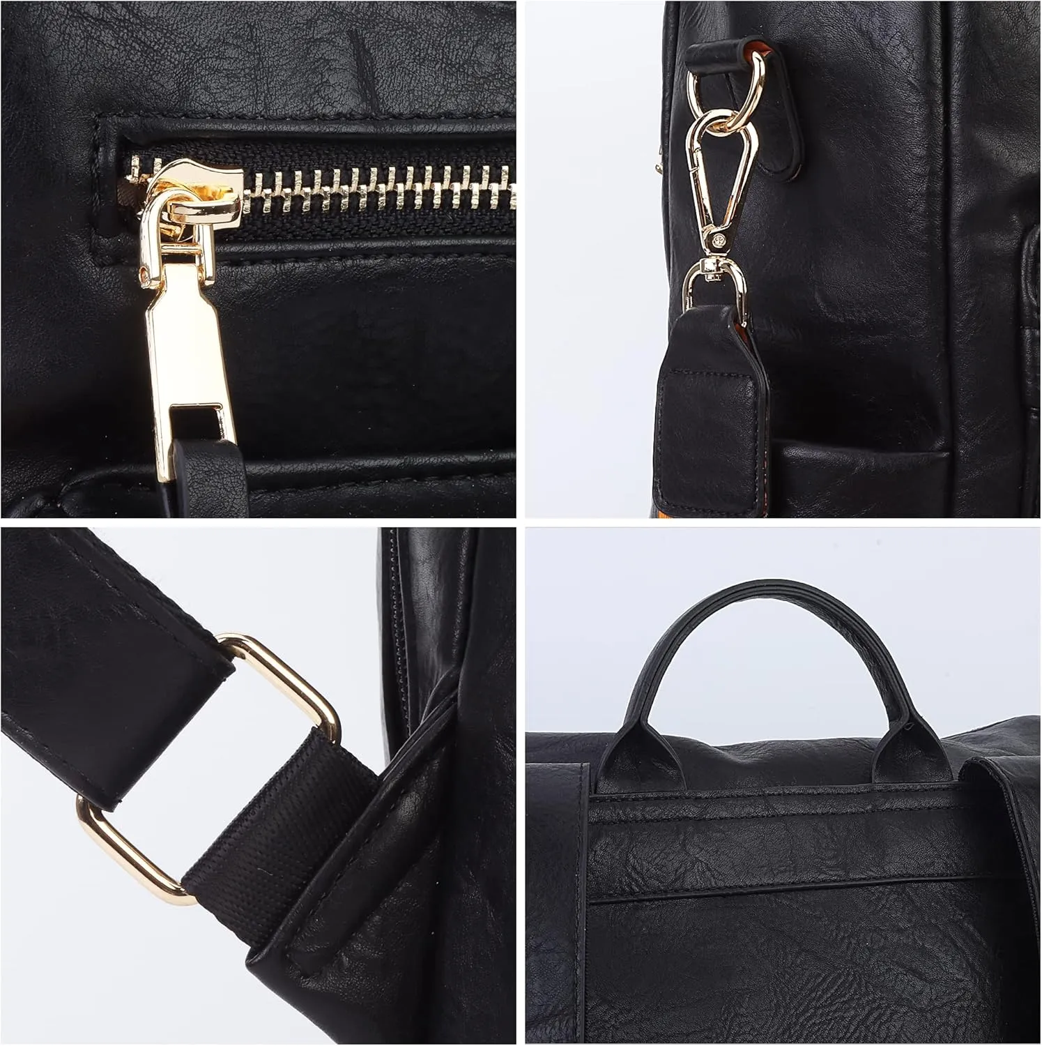 Women Backpack Purse Vintage Rucksack Convertible Shoulder Bag Travel Daypack, 2 Pack Black