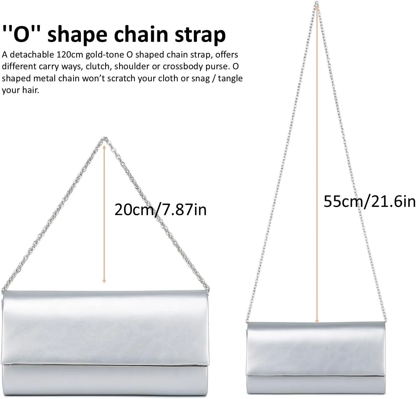 Women Evening Bag Vegan Leather Clutch Purse Shoulder Crossbody Envelope Bag for Party Wedding Prom Bridal