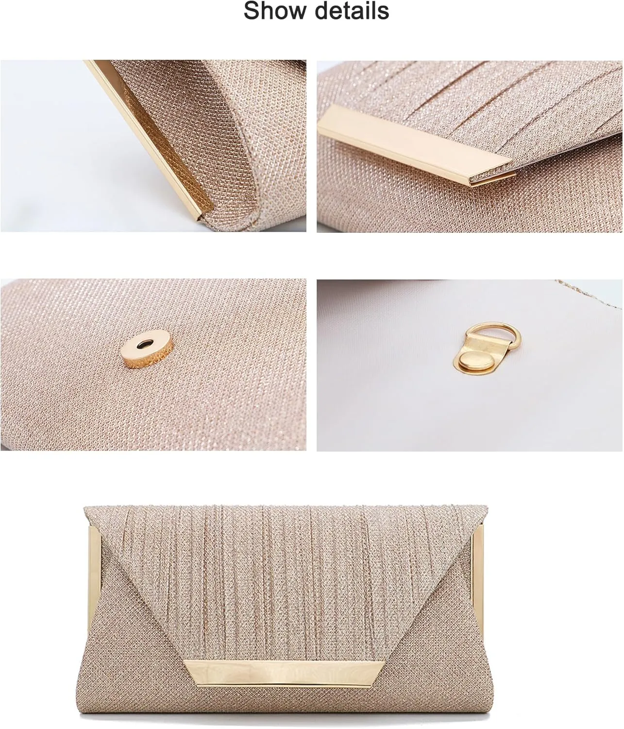Women's Evening Handbags Formal Clutch Purse, Sequin Wedding Bridal Guest Envelope Clutch