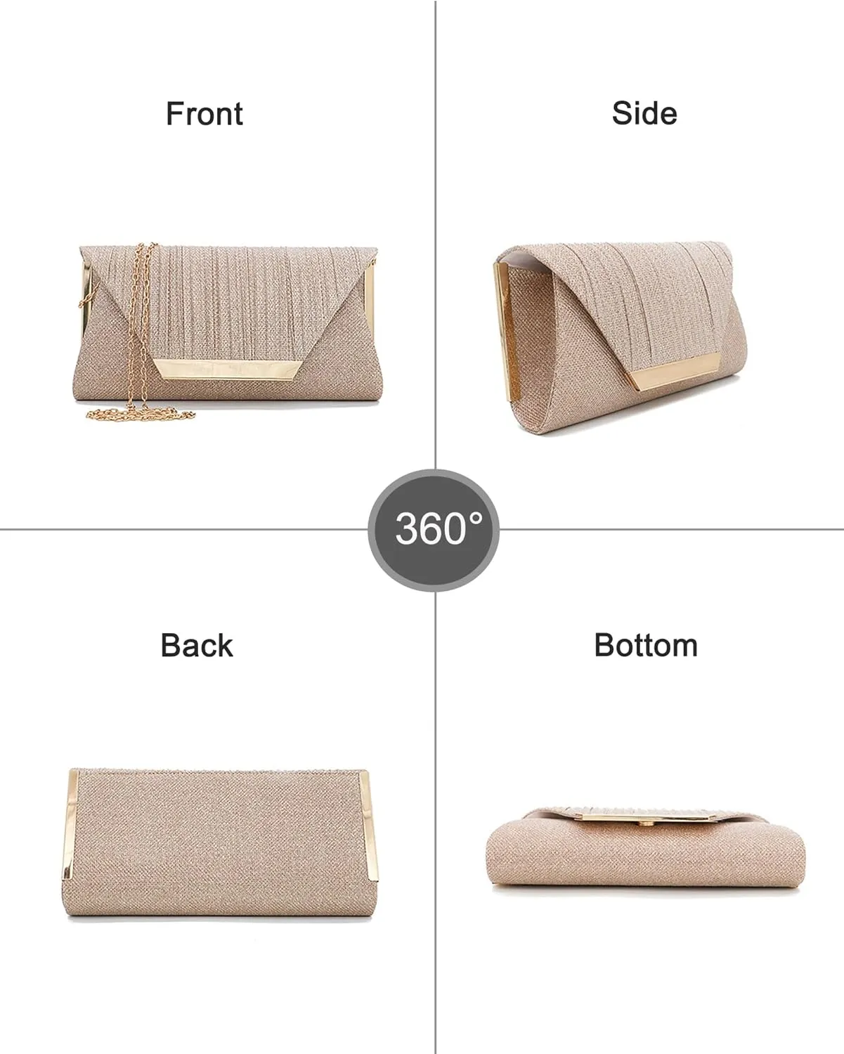 Women's Evening Handbags Formal Clutch Purse, Sequin Wedding Bridal Guest Envelope Clutch