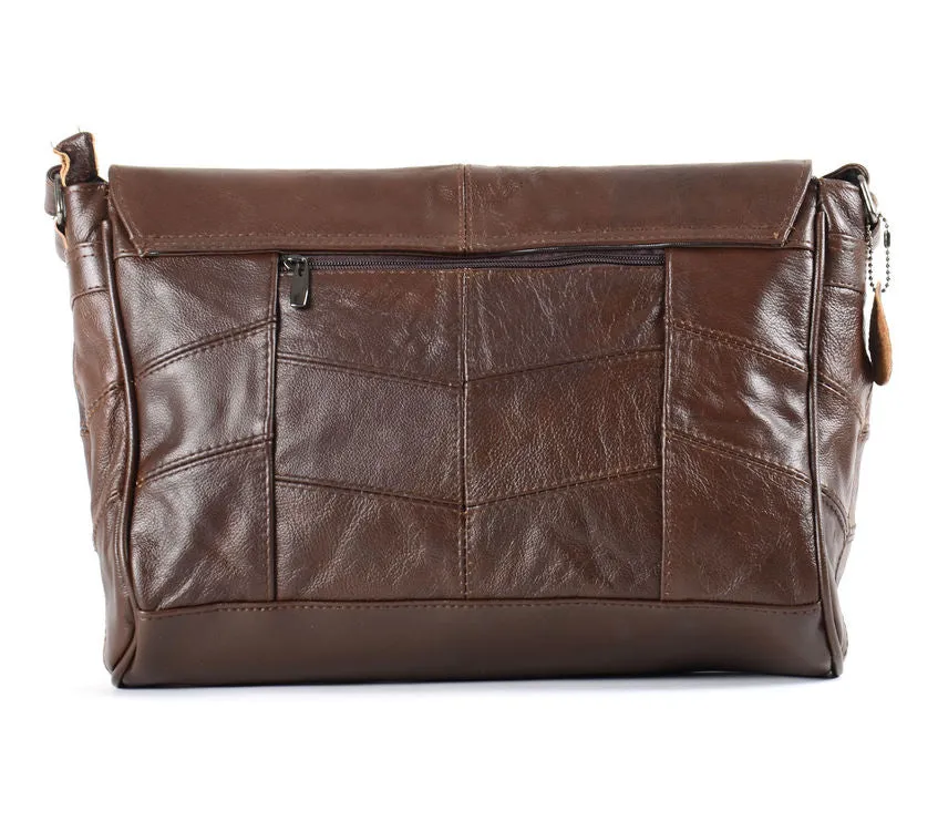 Woodland Leathers Lorenz Leather Brown Messenger Bag