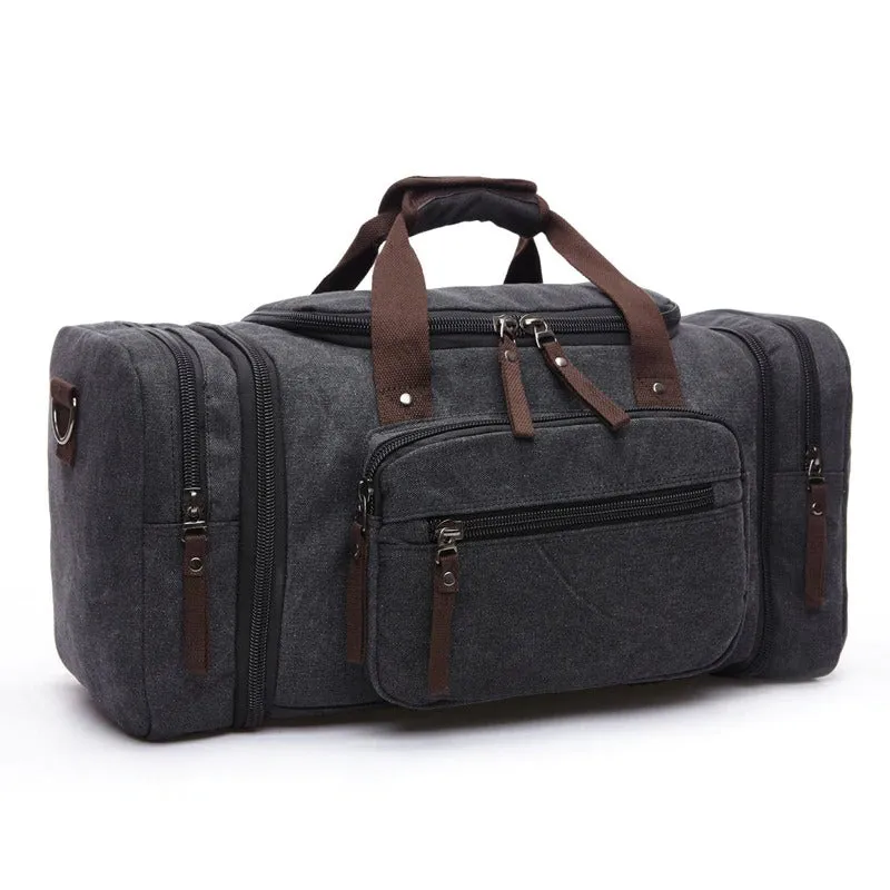 Woosir Waxed Canvas Leather Weekender Bag Waterproof Travel Duffels