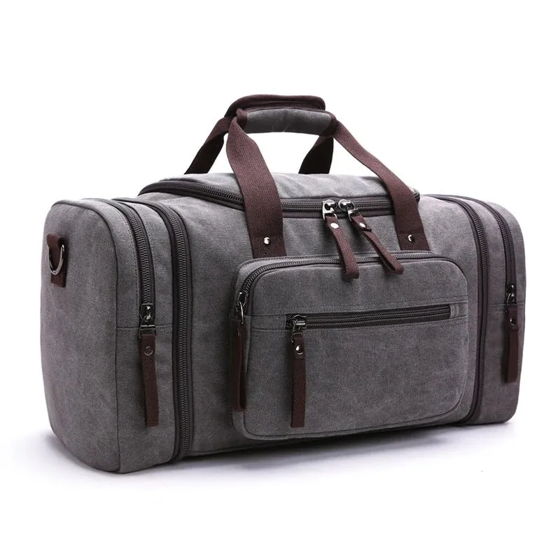 Woosir Waxed Canvas Leather Weekender Bag Waterproof Travel Duffels