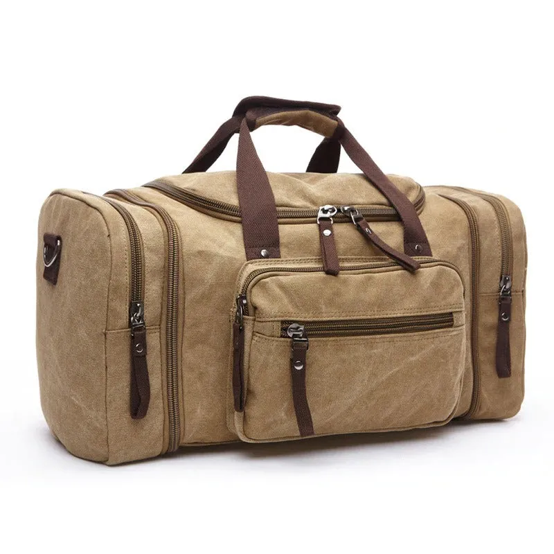Woosir Waxed Canvas Leather Weekender Bag Waterproof Travel Duffels