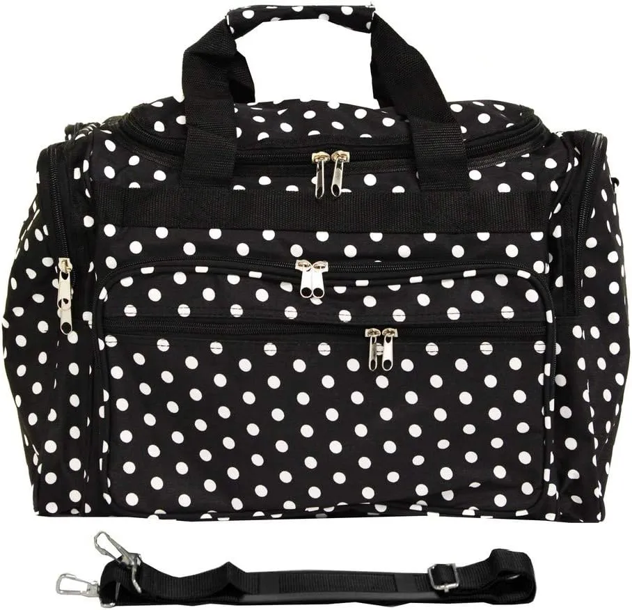 World Traveler Fashion 19-Inch Duffel Bag  Stylish, Versatile, and Perfectly Sized for Every Adventure, Black White Dot