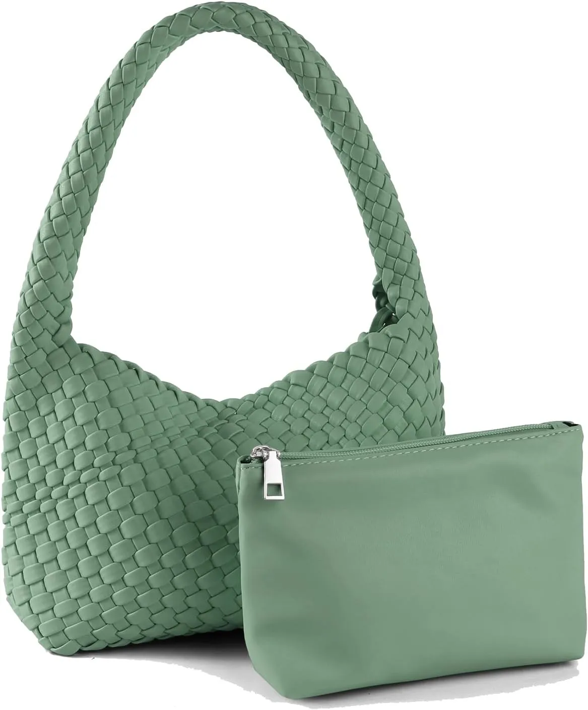 Woven Handbag for Woman Vegan Leather Shoulder bag and Purse Small Fashion Shopper Totes Ladies Underarm Bags