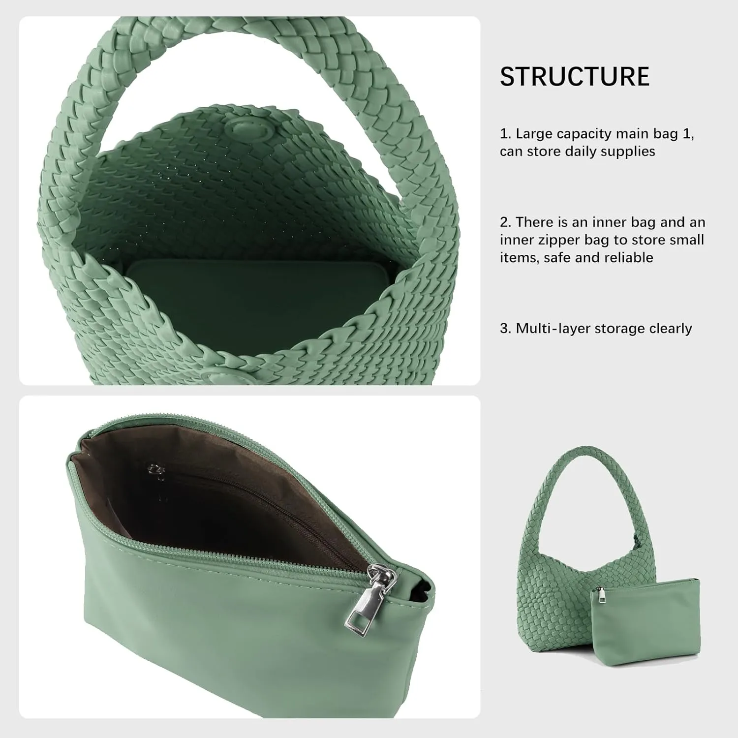 Woven Handbag for Woman Vegan Leather Shoulder bag and Purse Small Fashion Shopper Totes Ladies Underarm Bags