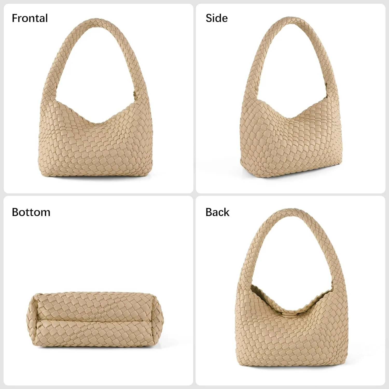 Woven Handbag for Woman Vegan Leather Shoulder bag and Purse Small Fashion Shopper Totes Ladies Underarm Bags