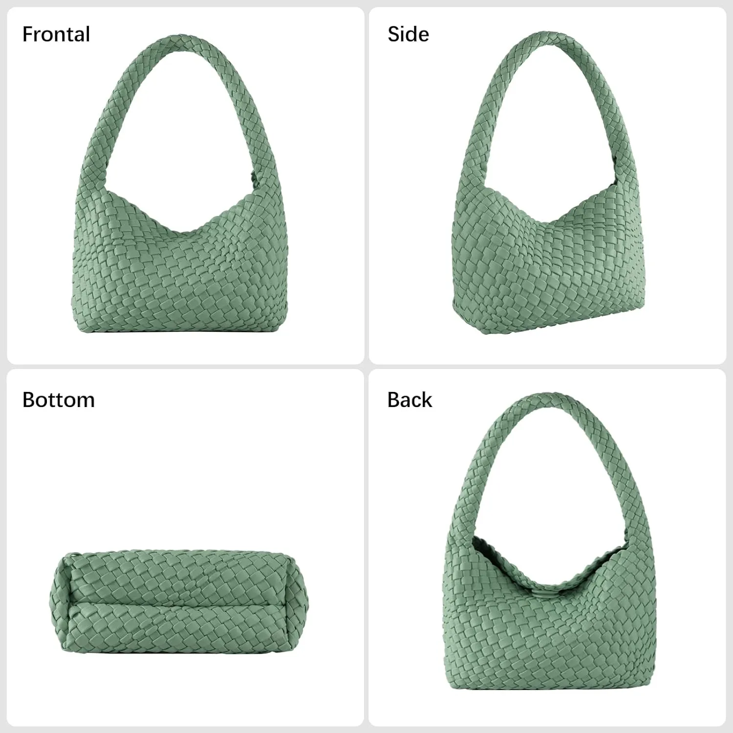 Woven Handbag for Woman Vegan Leather Shoulder bag and Purse Small Fashion Shopper Totes Ladies Underarm Bags
