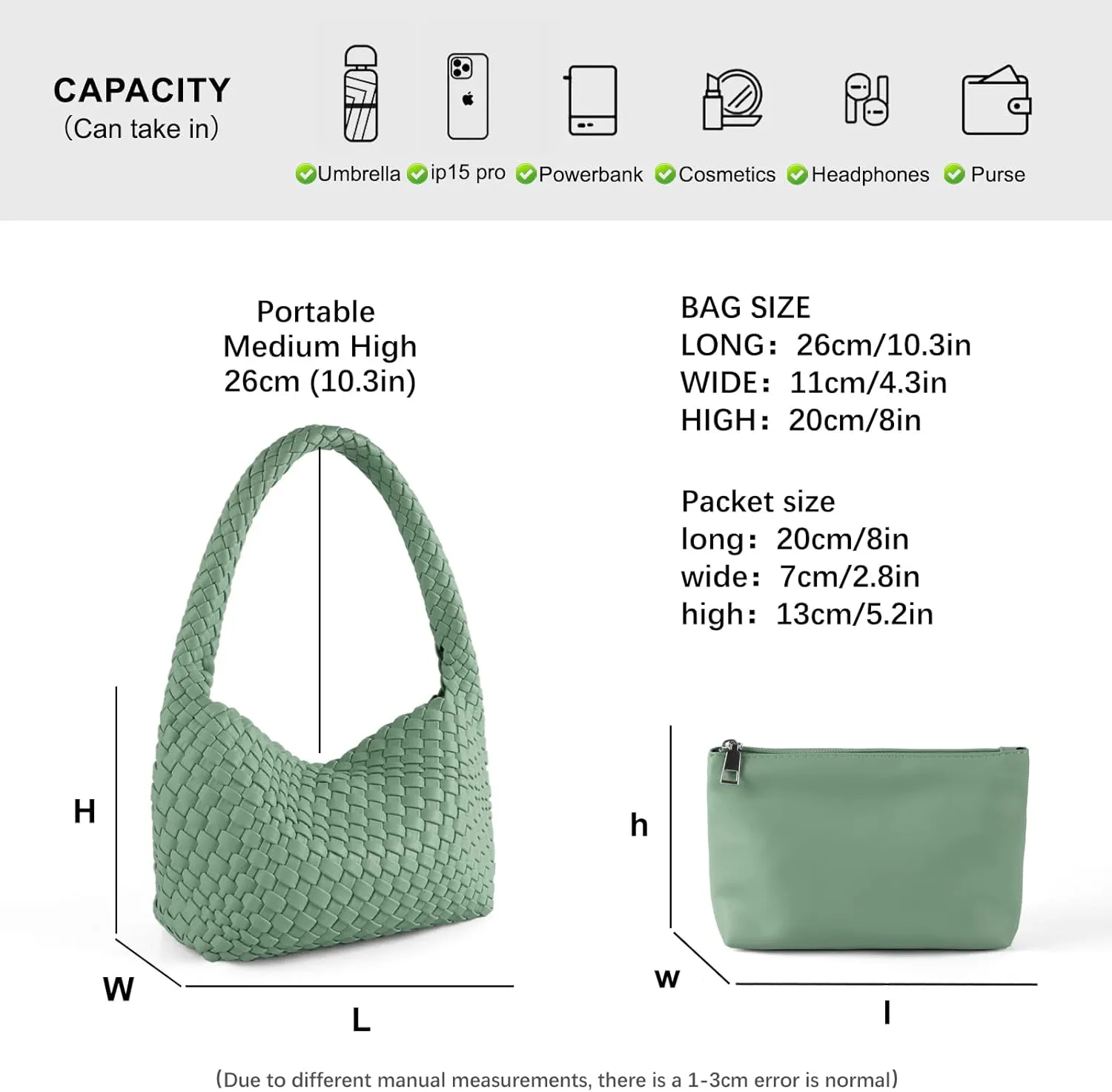 Woven Handbag for Woman Vegan Leather Shoulder bag and Purse Small Fashion Shopper Totes Ladies Underarm Bags