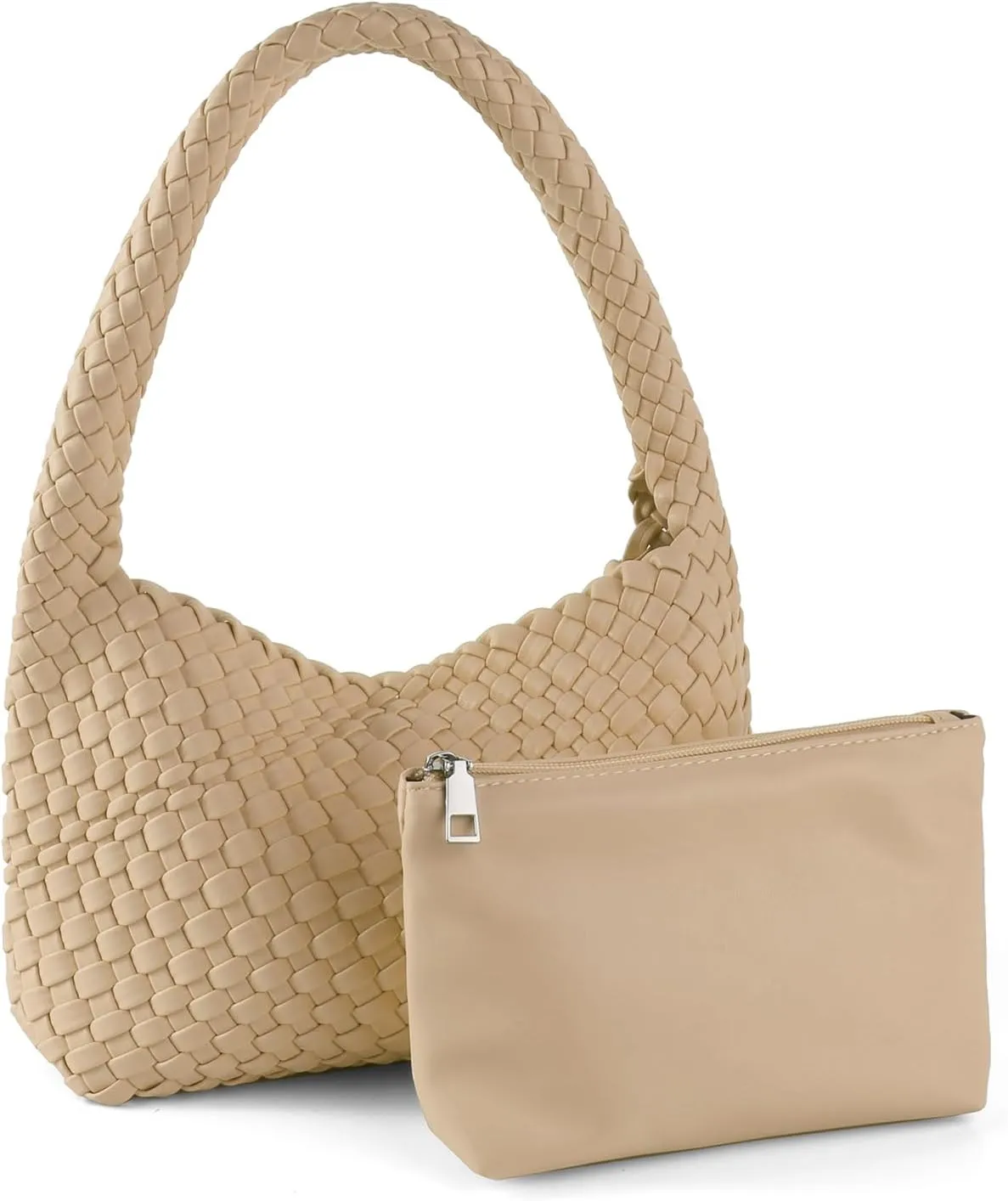 Woven Handbag for Woman Vegan Leather Shoulder bag and Purse Small Fashion Shopper Totes Ladies Underarm Bags