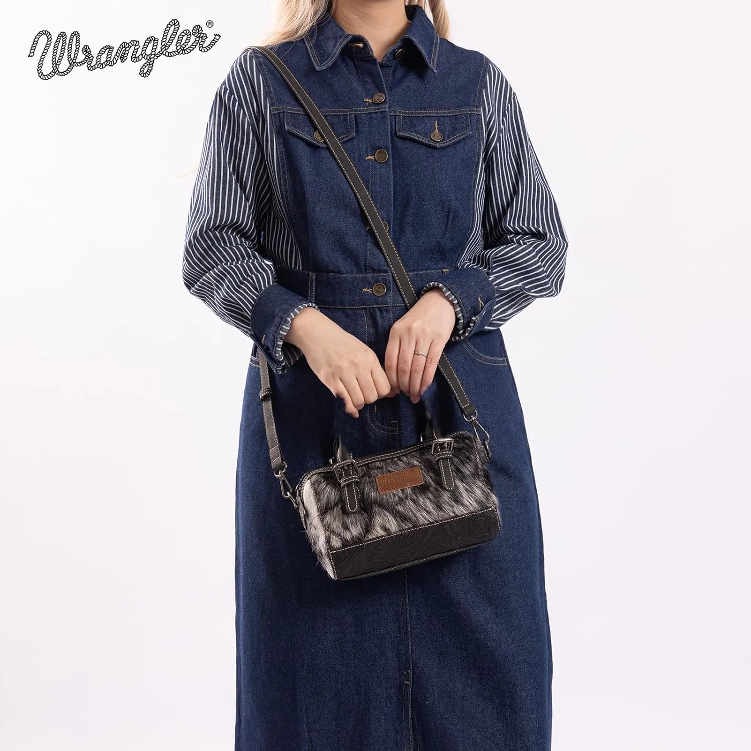 Wrangler Cowhide Crossbody Bags for Women Western Designer Top-handle Handbags