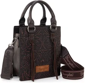 Wrangler Small Crossbody Bag for Women Tooling Top Handle Handbags and Mini Tote Bag