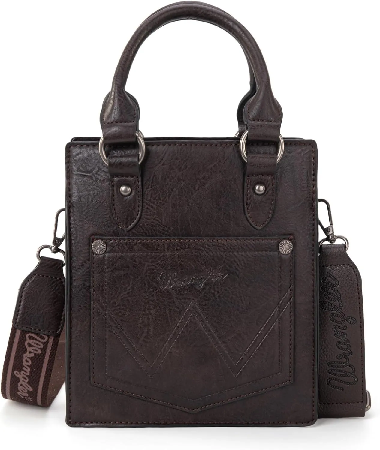Wrangler Small Crossbody Bag for Women Tooling Top Handle Handbags and Mini Tote Bag
