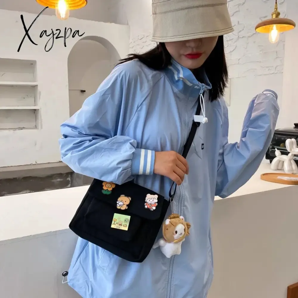 Xajzpa - Cute Canvas Small Bag Female New Japanese Harajuku Diagonal Bag Wild Student Girl Shoulder Bag Bags for Women