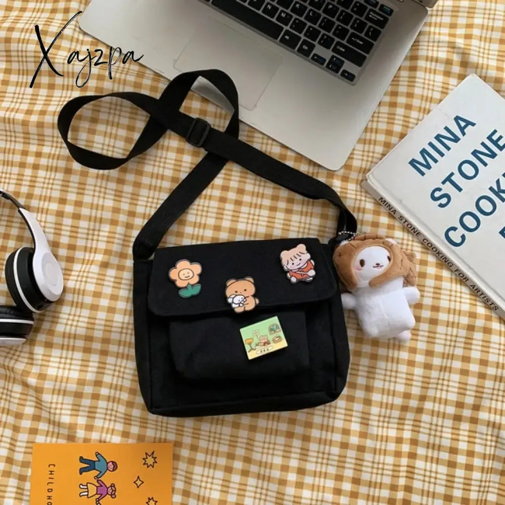 Xajzpa - Cute Canvas Small Bag Female New Japanese Harajuku Diagonal Bag Wild Student Girl Shoulder Bag Bags for Women