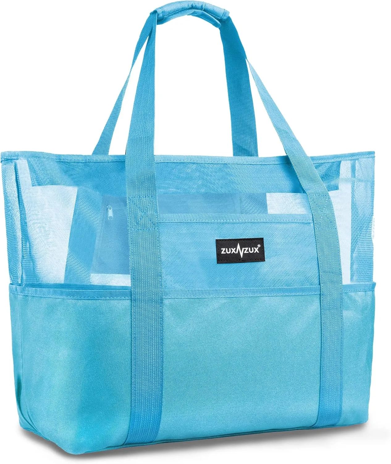 ZUXNZUX Mesh Beach Bag - Large Waterproof Beach Tote Bag with Zipper, Oversized Foldable Lightweight Family Swim Bag Vacation